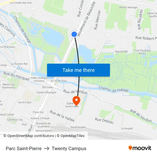 Parc Saint-Pierre to Twenty Campus map
