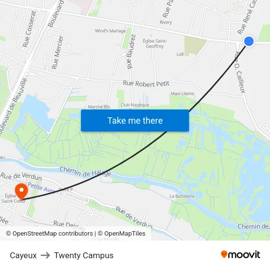 Cayeux to Twenty Campus map