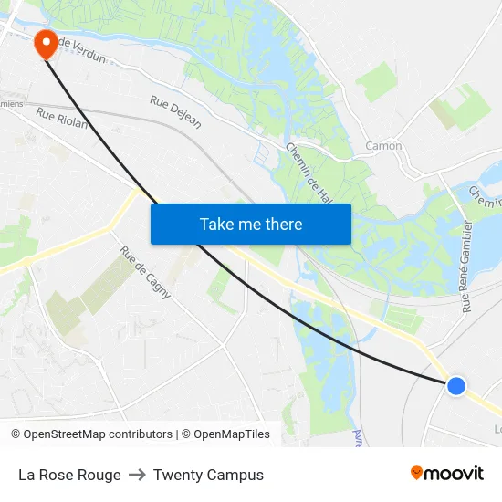 La Rose Rouge to Twenty Campus map