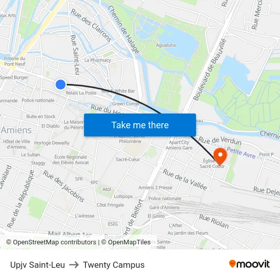 Upjv Saint-Leu to Twenty Campus map