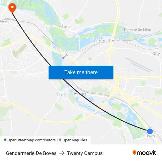 Gendarmerie De Boves to Twenty Campus map