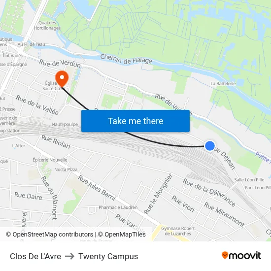 Clos De L'Avre to Twenty Campus map