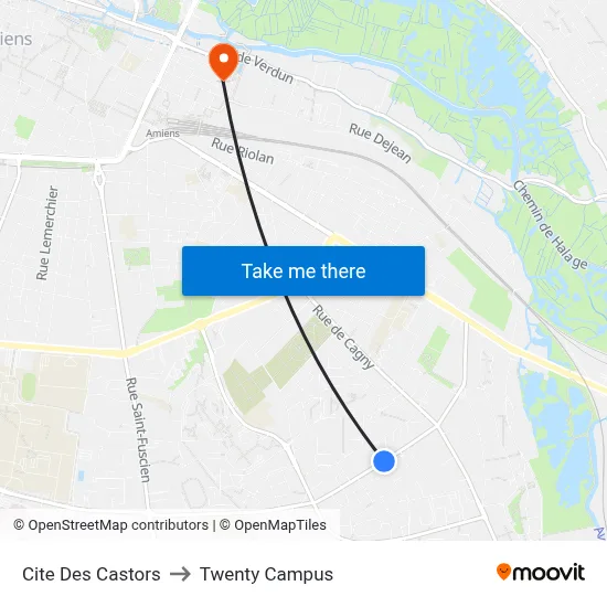Cite Des Castors to Twenty Campus map