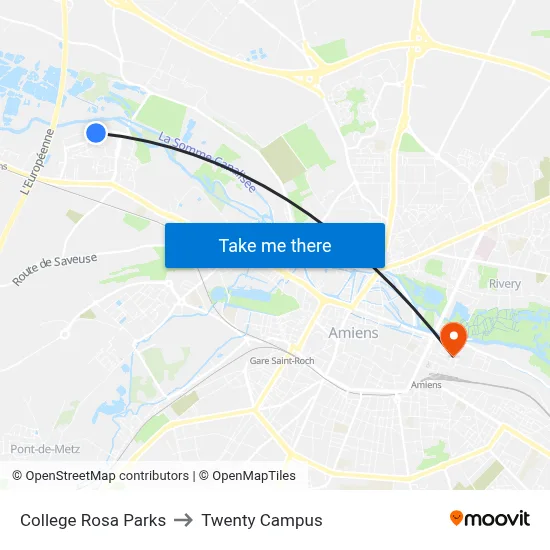 College Rosa Parks to Twenty Campus map