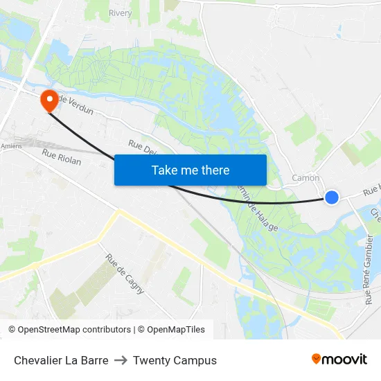 Chevalier La Barre to Twenty Campus map