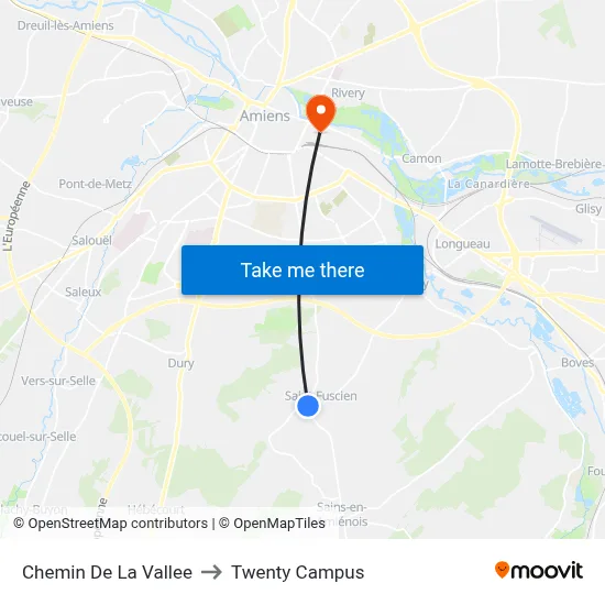 Chemin De La Vallee to Twenty Campus map