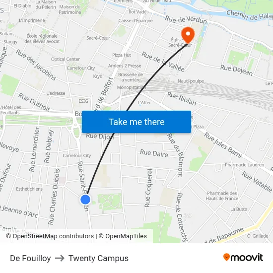 De Fouilloy to Twenty Campus map