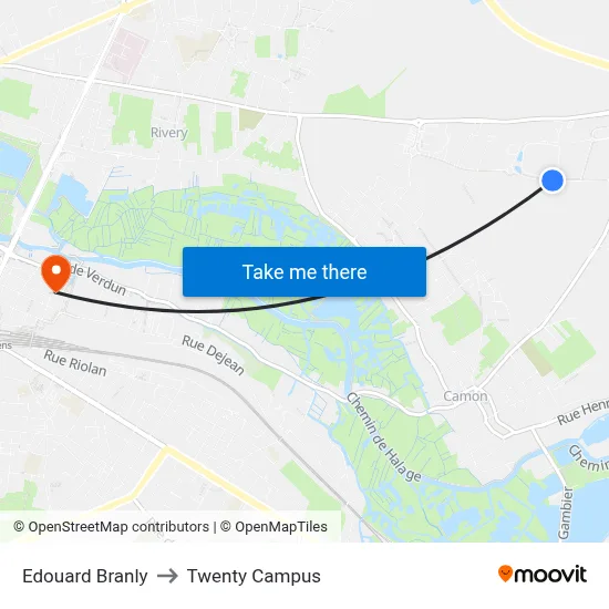 Edouard Branly to Twenty Campus map