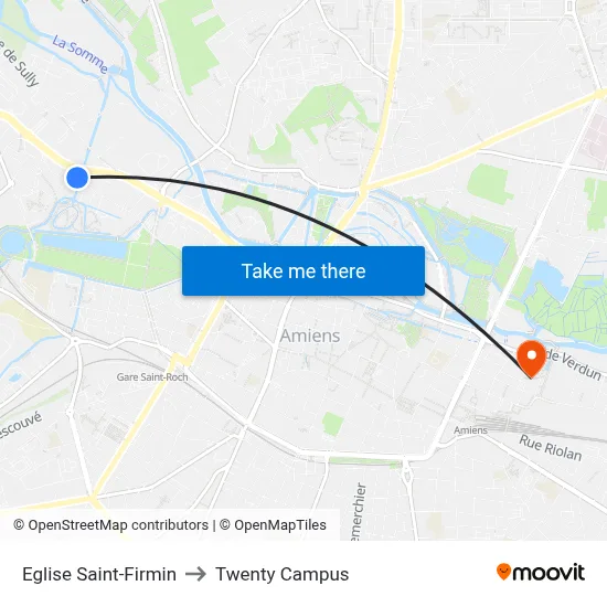 Eglise Saint-Firmin to Twenty Campus map