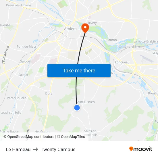 Le Hameau to Twenty Campus map
