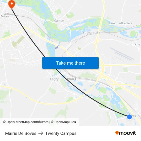 Mairie De Boves to Twenty Campus map