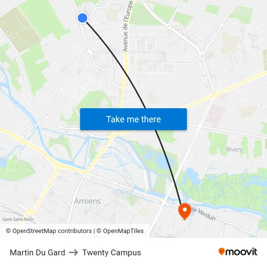 Martin Du Gard to Twenty Campus map