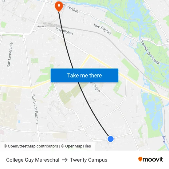 College Guy Mareschal to Twenty Campus map
