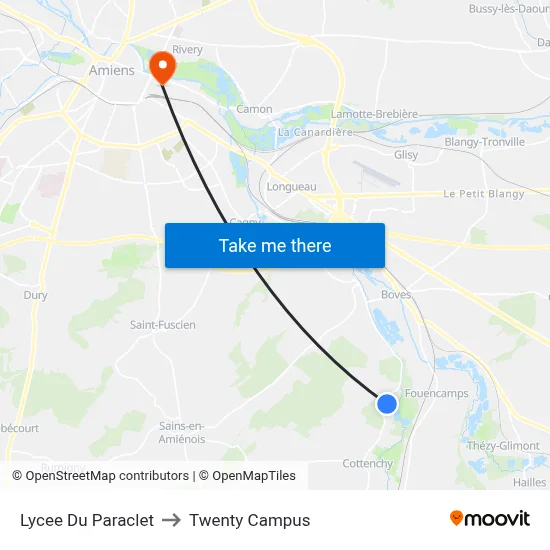 Lycee Du Paraclet to Twenty Campus map