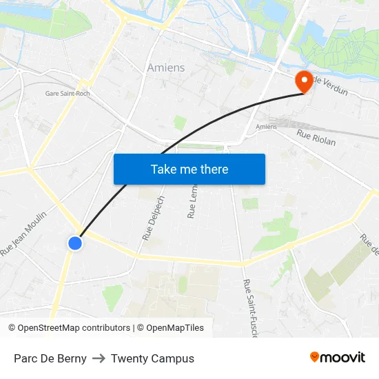 Parc De Berny to Twenty Campus map