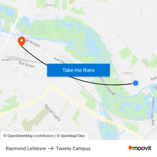 Raymond Lefebvre to Twenty Campus map