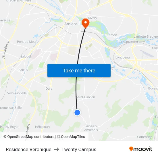 Residence Veronique to Twenty Campus map