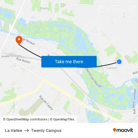 La Vallee to Twenty Campus map