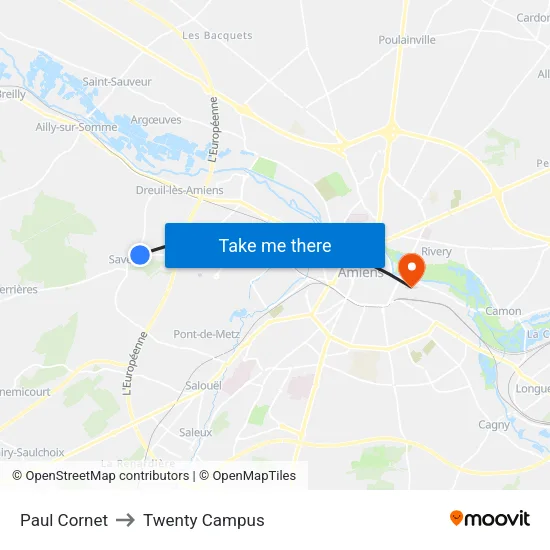 Paul Cornet to Twenty Campus map