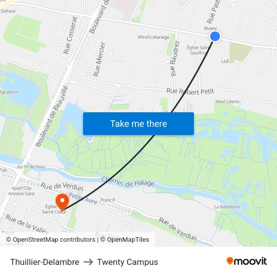 Thuillier-Delambre to Twenty Campus map