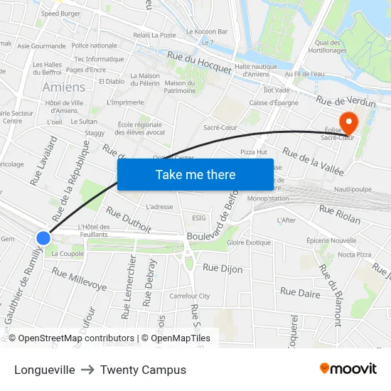 Longueville to Twenty Campus map