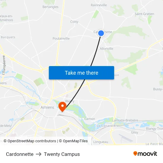 Cardonnette to Twenty Campus map