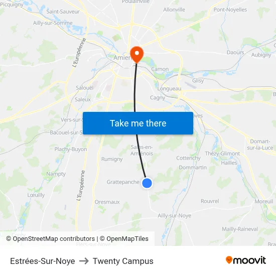 Estrées-Sur-Noye to Twenty Campus map
