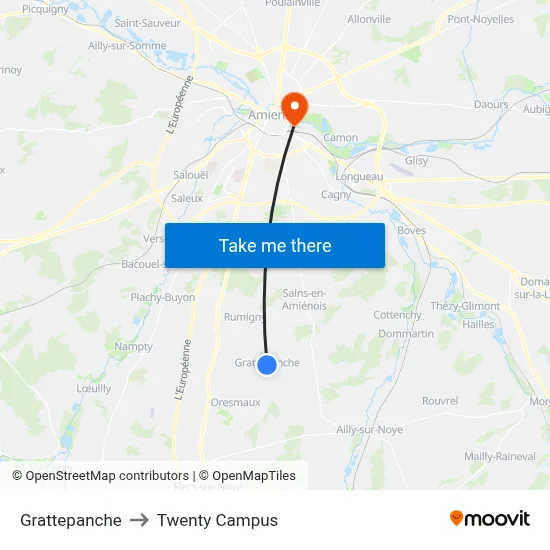 Grattepanche to Twenty Campus map