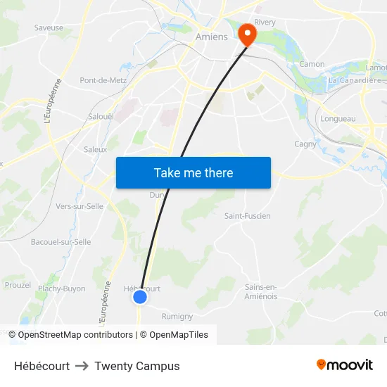 Hébécourt to Twenty Campus map