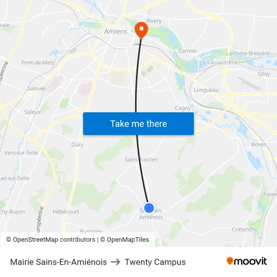 Mairie Sains-En-Amiénois to Twenty Campus map