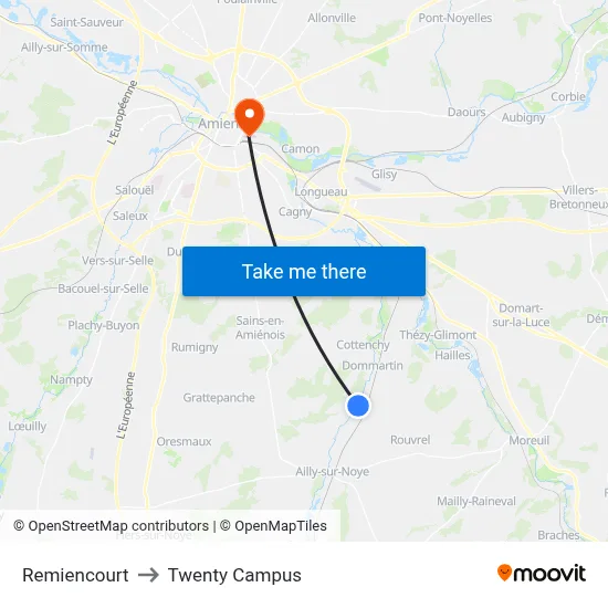 Remiencourt to Twenty Campus map