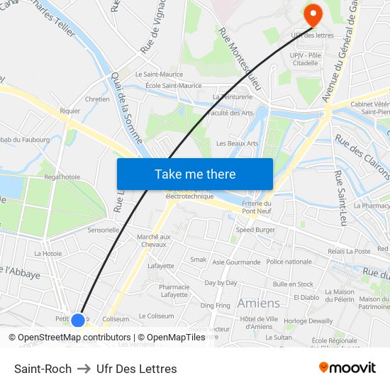 Saint-Roch to Ufr Des Lettres map