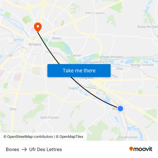 Boves to Ufr Des Lettres map
