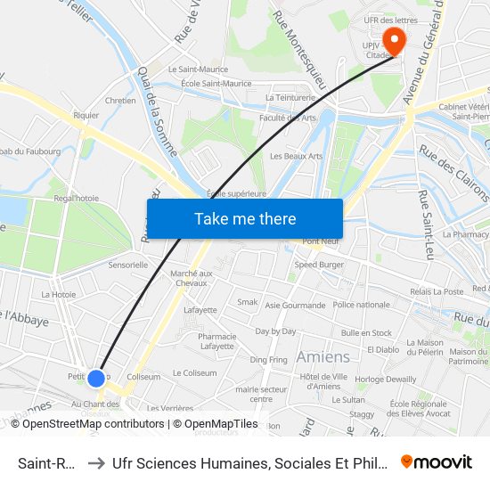 Saint-Roch to Ufr Sciences Humaines, Sociales Et Philosophie map