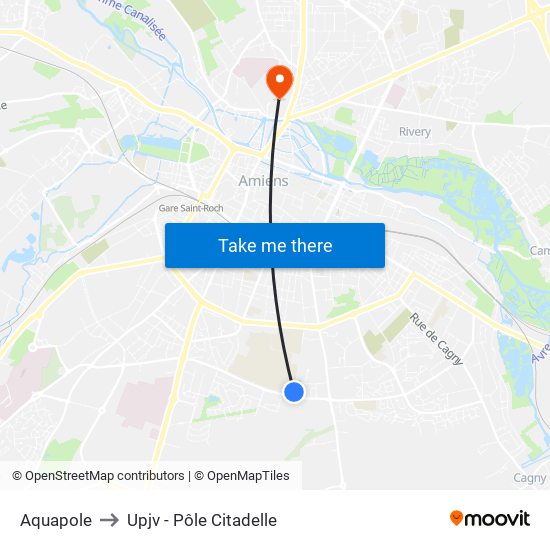 Aquapole to Upjv - Pôle Citadelle map