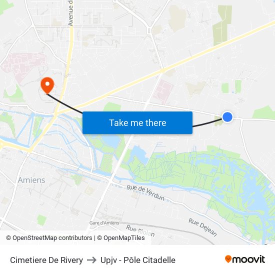Cimetiere De Rivery to Upjv - Pôle Citadelle map