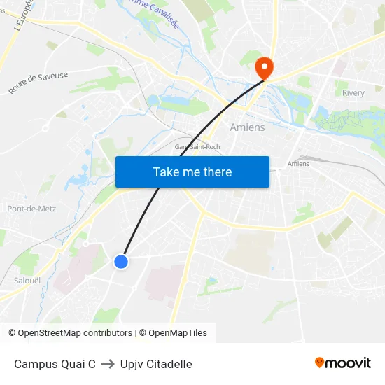 Campus Quai C to Upjv Citadelle map