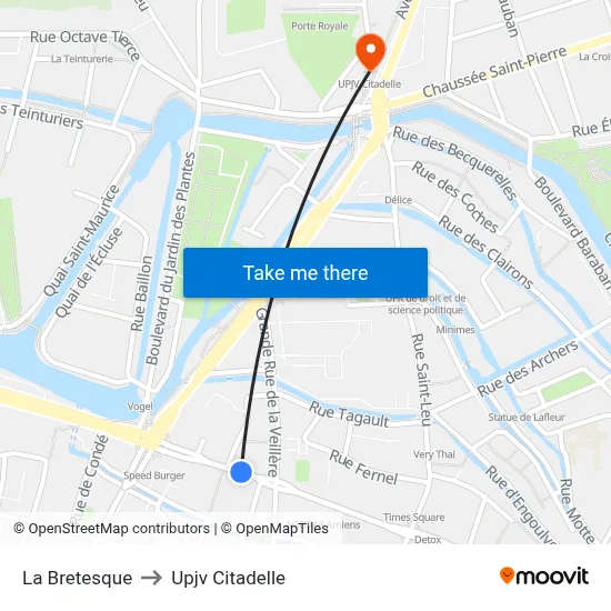 La Bretesque to Upjv Citadelle map