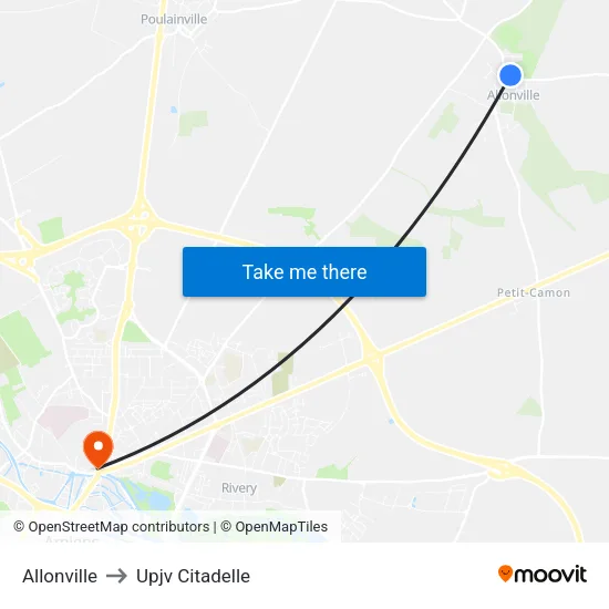 Allonville to Upjv Citadelle map