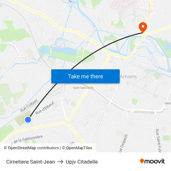 Cimetiere Saint-Jean to Upjv Citadelle map