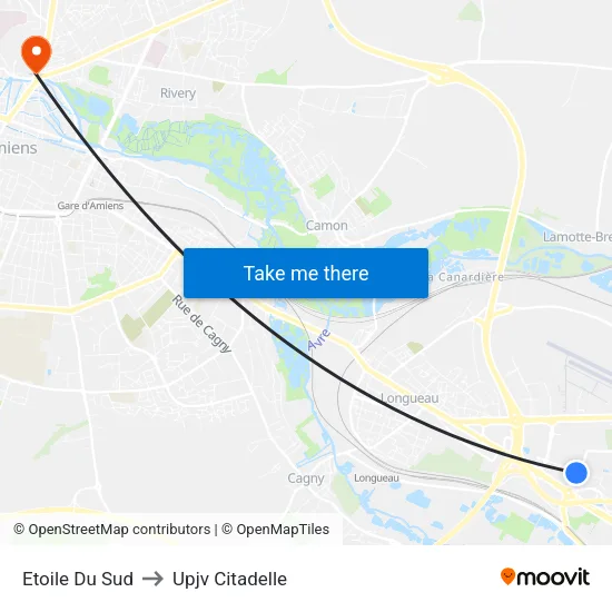 Etoile Du Sud to Upjv Citadelle map