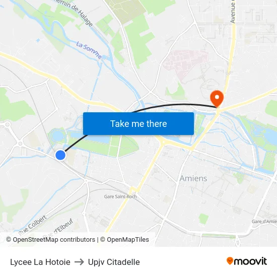 Lycee La Hotoie to Upjv Citadelle map