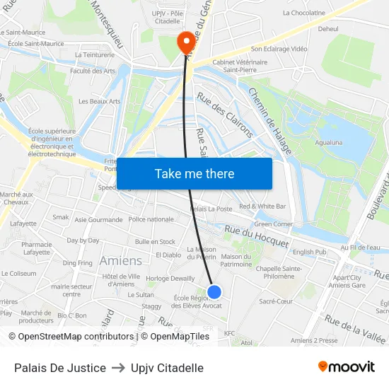 Palais De Justice to Upjv Citadelle map