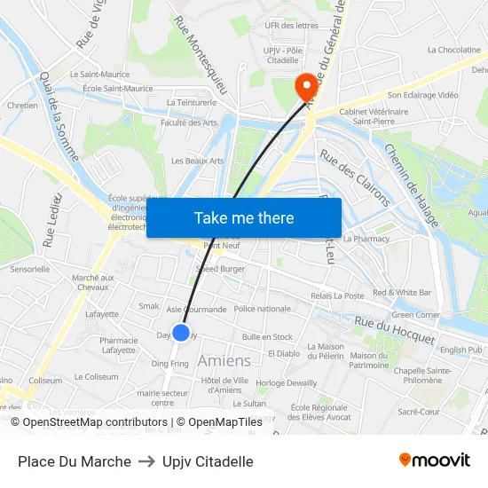Place Du Marche to Upjv Citadelle map