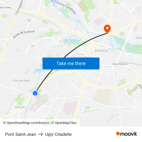 Pont Saint-Jean to Upjv Citadelle map