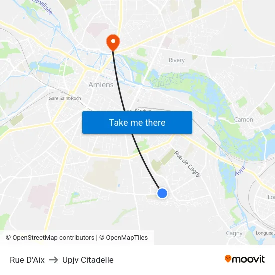 Rue D'Aix to Upjv Citadelle map