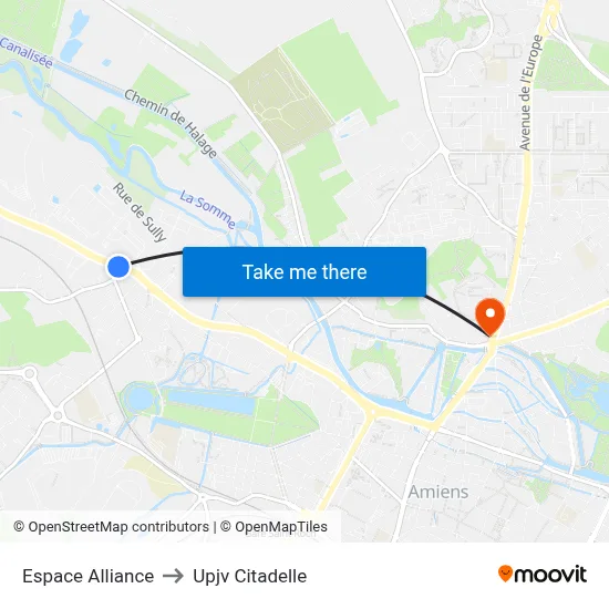 Espace Alliance to Upjv Citadelle map