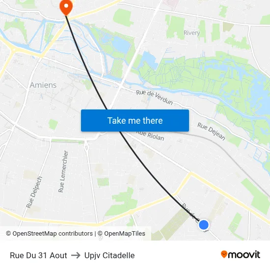 Rue Du 31 Aout to Upjv Citadelle map
