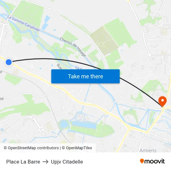 Place La Barre to Upjv Citadelle map