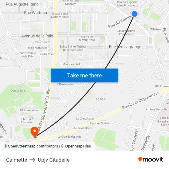 Calmette to Upjv Citadelle map
